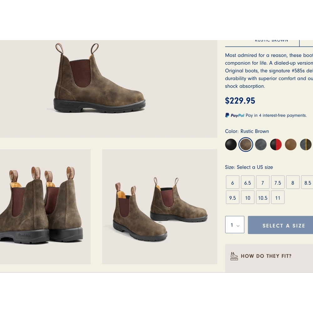 Women’s size 9.5 Blundstone Chelsea boots in rustic brown suede.